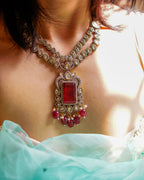 ROOP-Royal Victorian Kundan Stonework Necklace Set