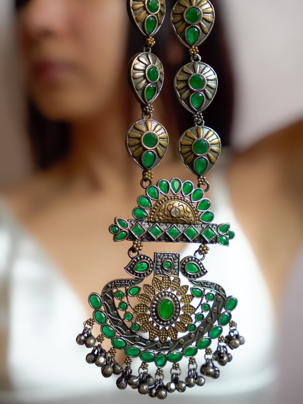 Anassa-Peacock Motif Long Necklace Set