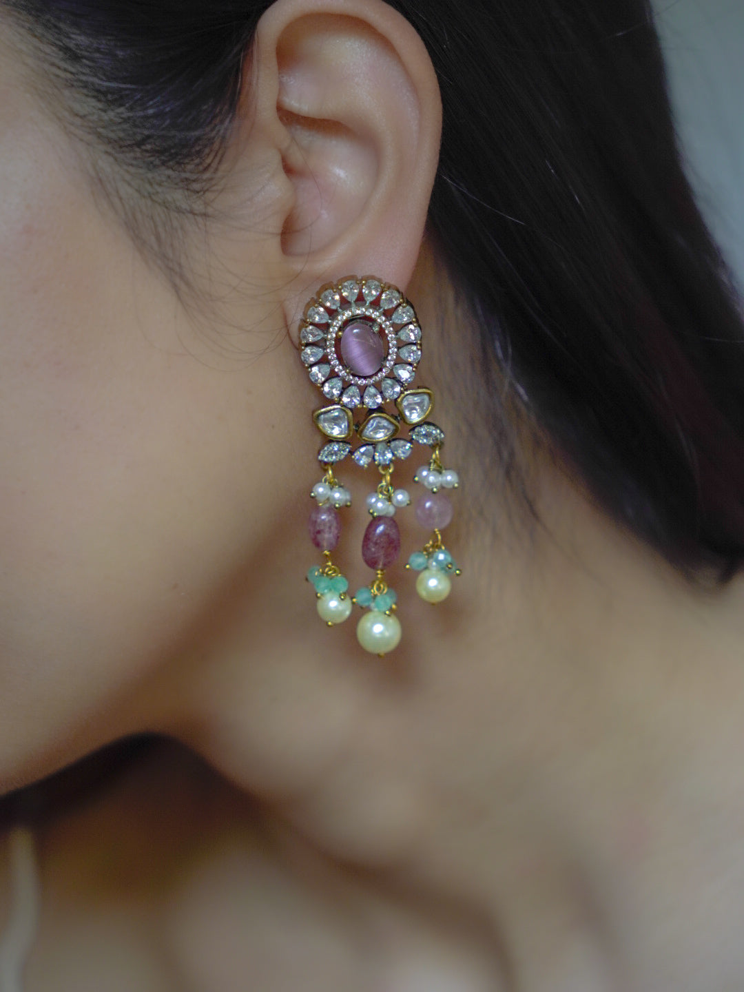 ZIKHIN - Regal Charm Kundan Choker Set with Enchanting Amethyst