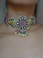 ZIKHIN - Regal Charm Kundan Choker Set with Enchanting Amethyst