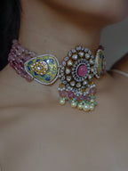 ZIKHIN - Regal Charm Kundan Choker Set with Enchanting Amethyst