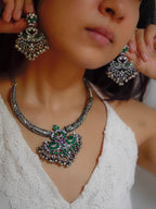 Anassa-Floral Peacock Folk Necklace Set