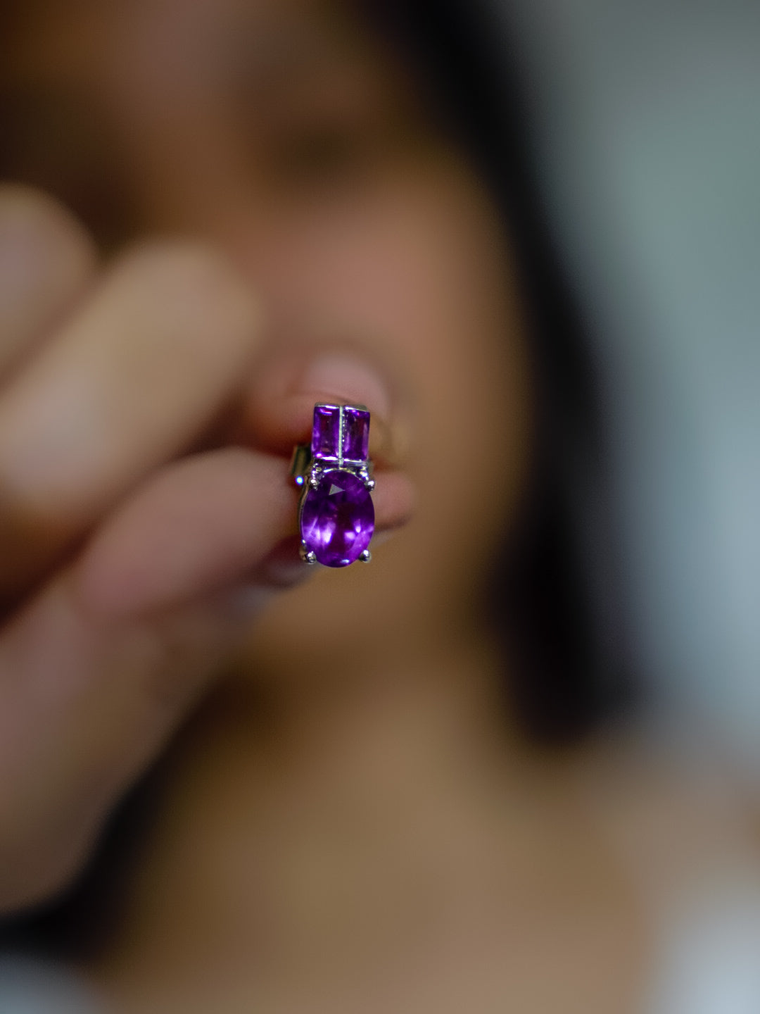 ARTEMIS- Purple Amethyst Earrings In 925 Silver