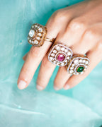 ZIKHIN-Luxury Square Kundan Rings