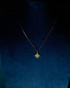 FLORA- Anti-Tarnish Gold Finish AD Clover Pendant Necklace with Mother of Pearl Shell