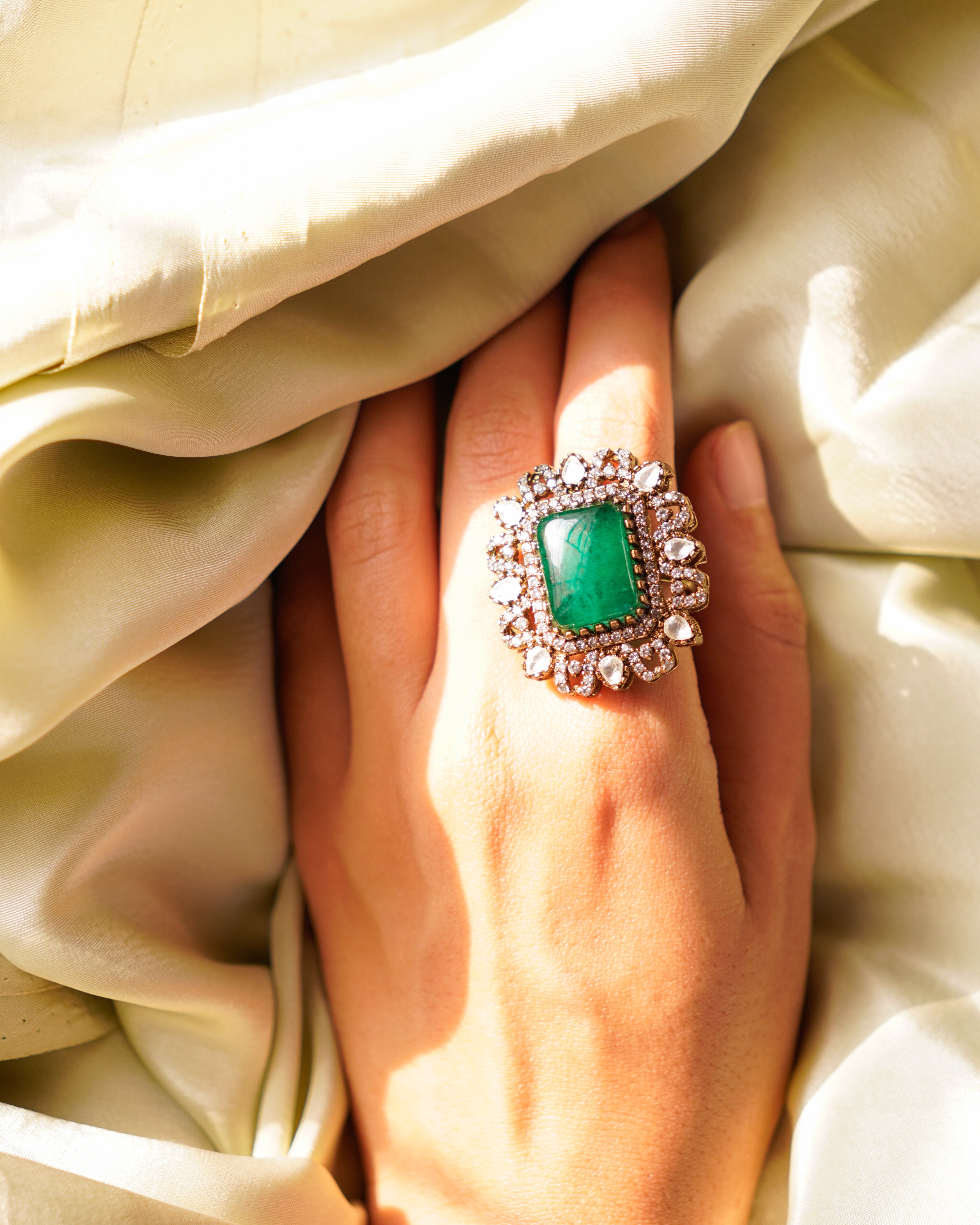 ZIKHIN-Big Stone Cubic Zirconia Studded Rings