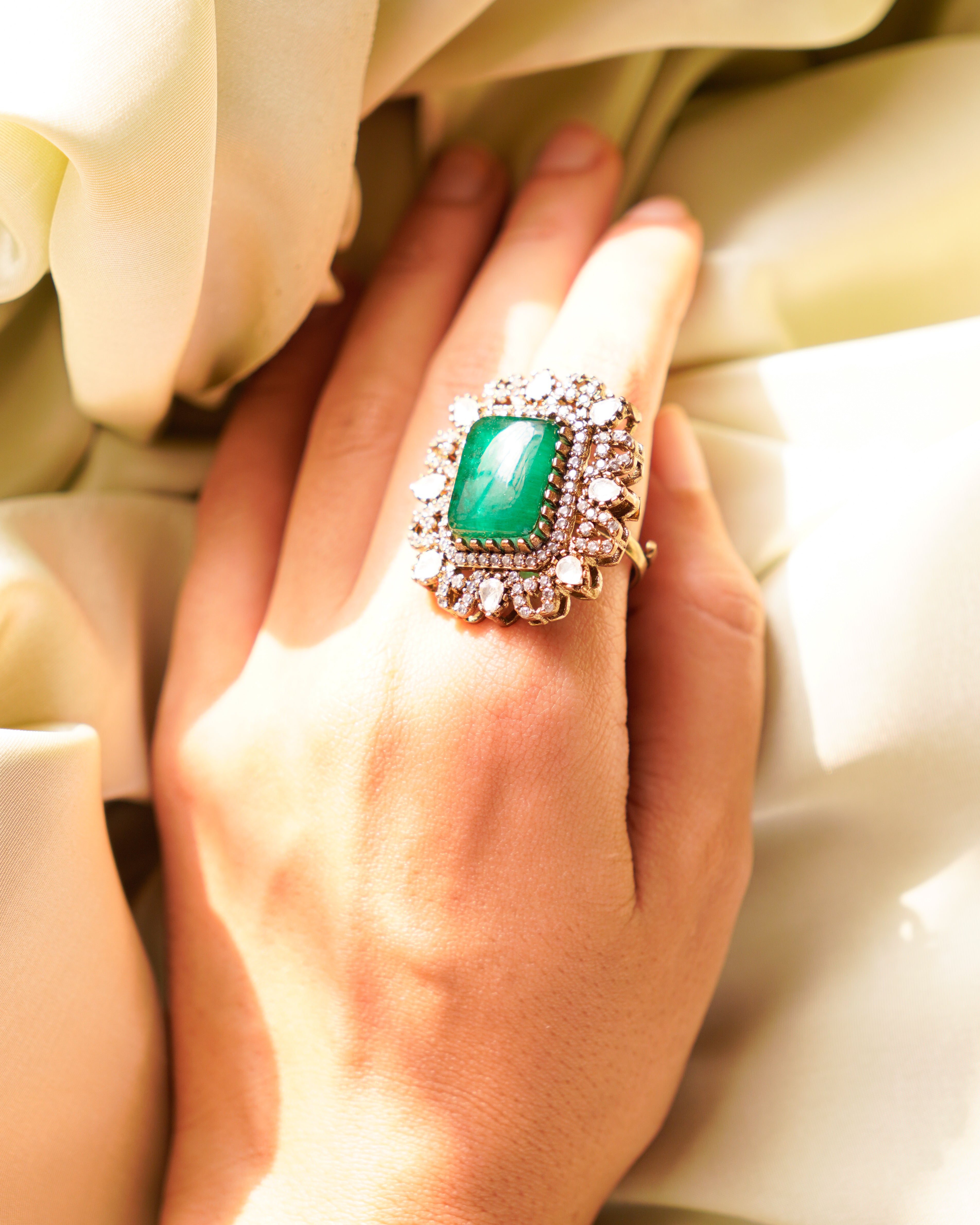 ZIKHIN-Big Stone Cubic Zirconia Studded Rings