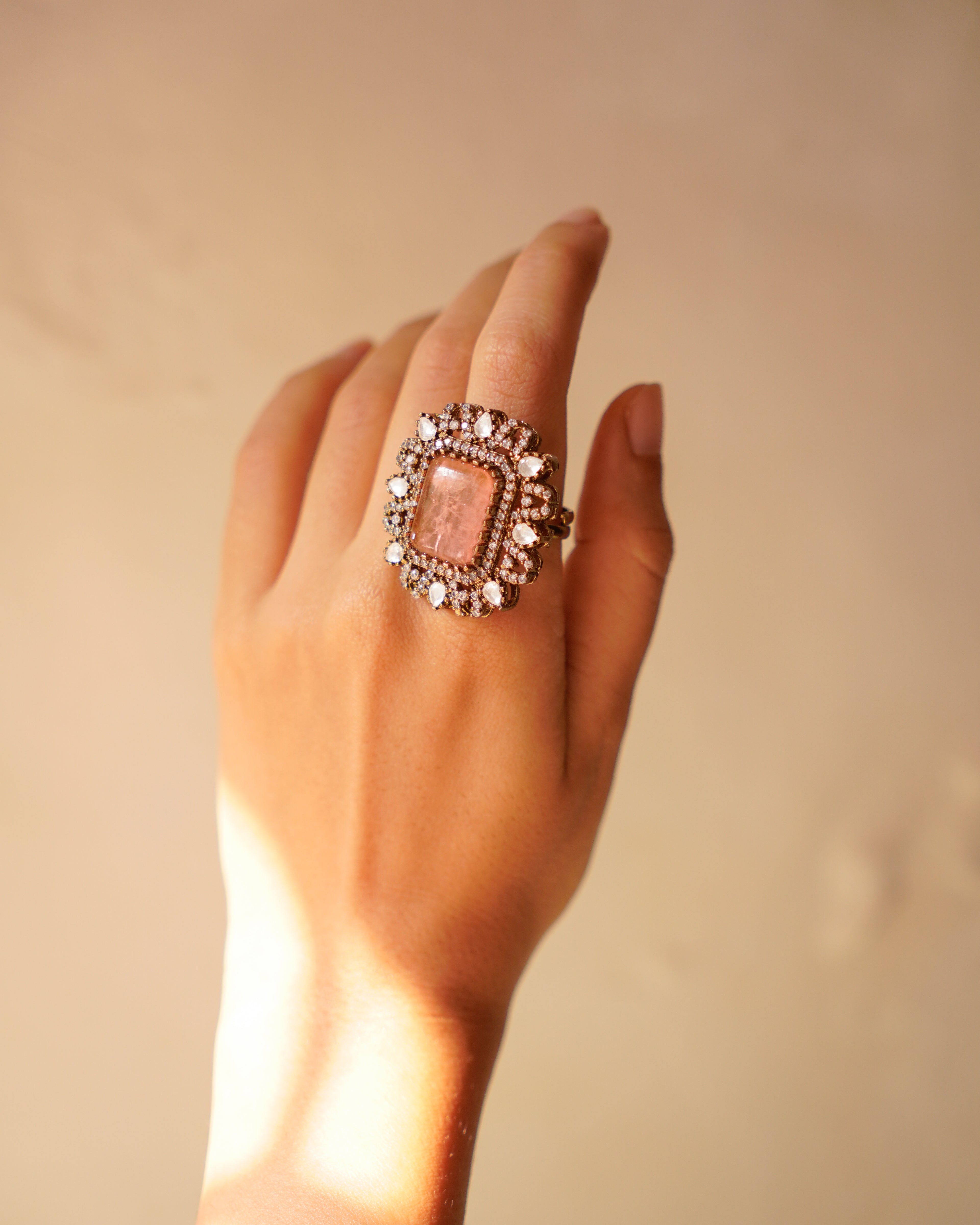 ZIKHIN-Big Stone Cubic Zirconia Studded Rings