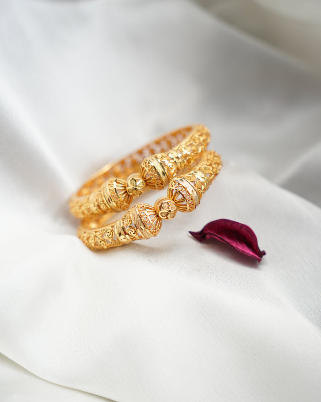 ORO-Flower Designed Gold Plated Bangles
