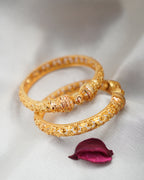 ORO-Flower Designed Gold Plated Bangles