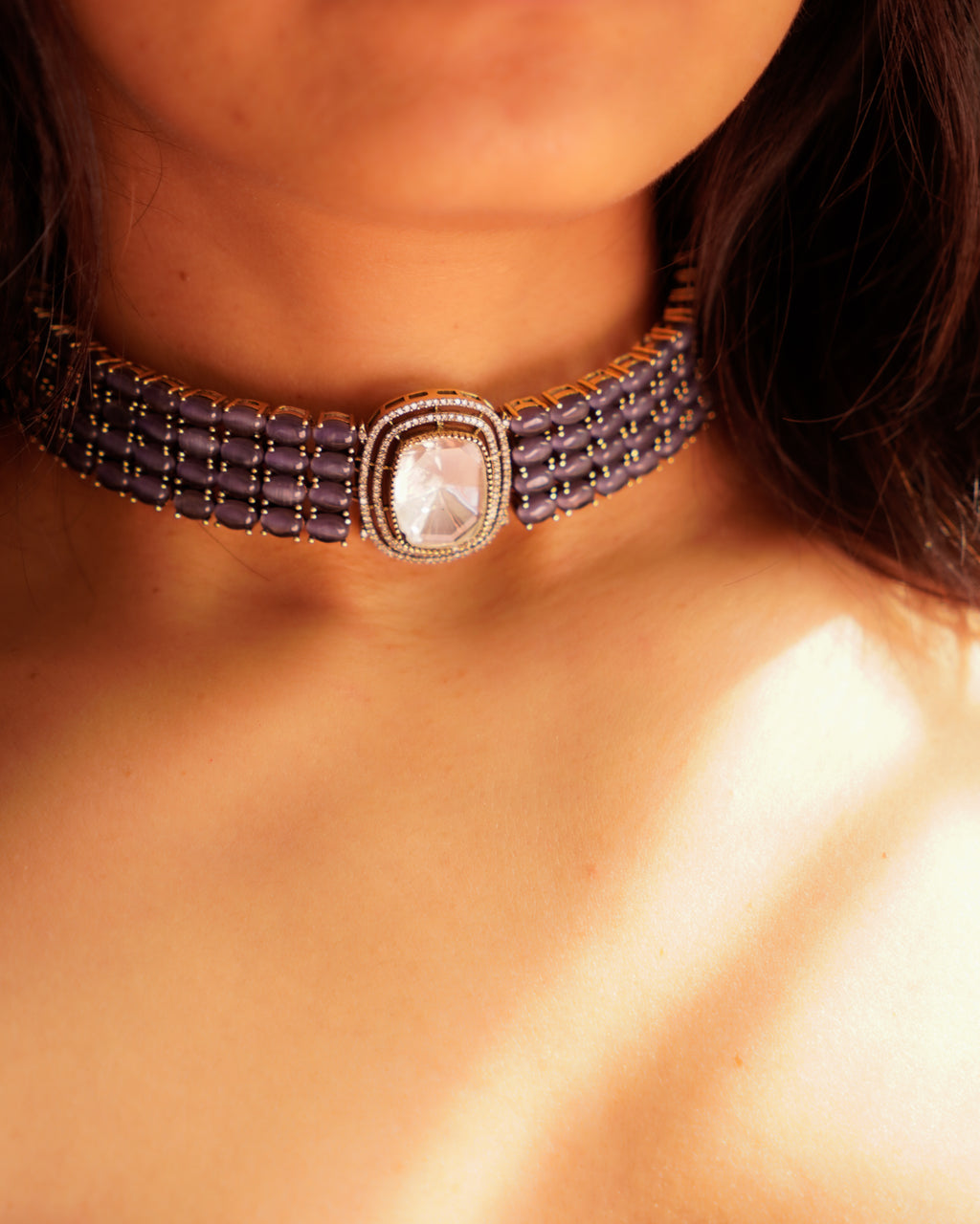 ZIKHIN- Elegant Diva Choker Necklace With Matching Earrings
