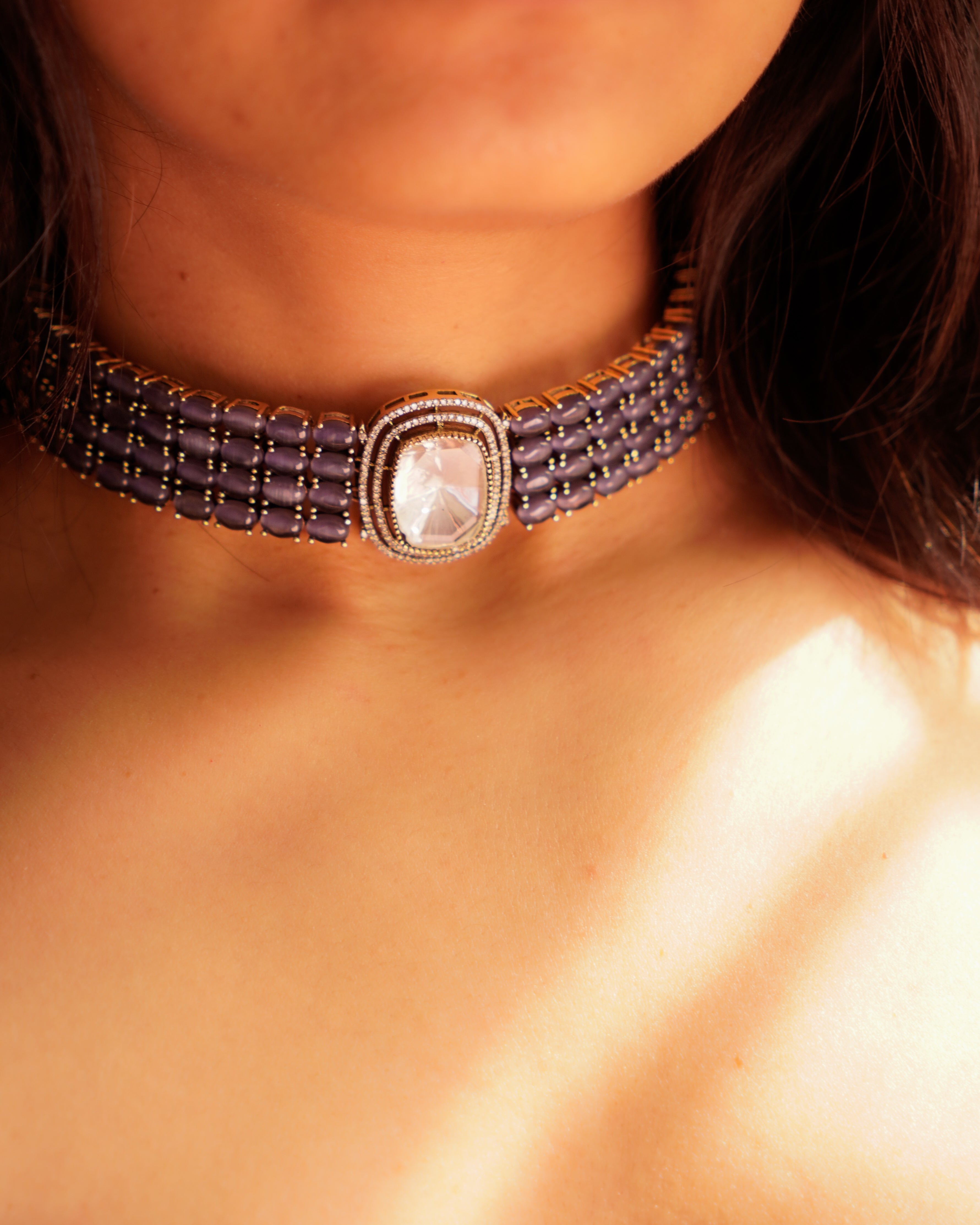 ZIKHIN- Elegant Diva Choker Necklace With Matching Earrings