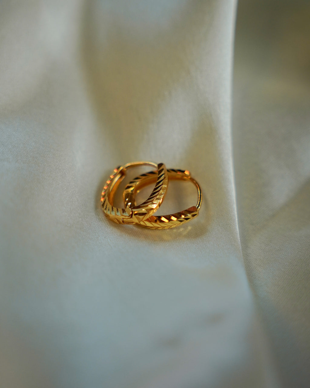FLORA-Diamond Cut Gold Hoop Earrings for Women | Textured Lightweight Everyday Hoops