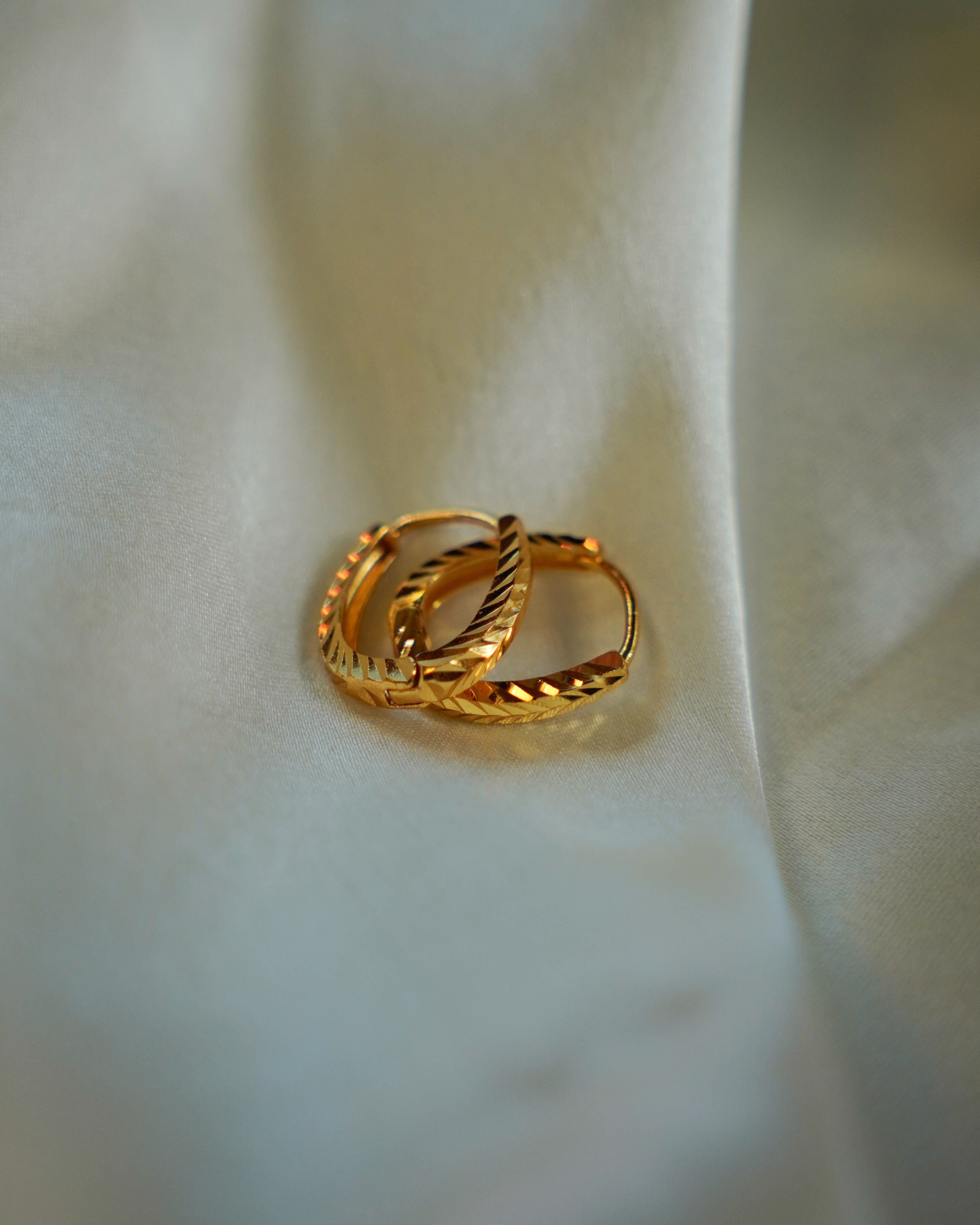 FLORA-Diamond Cut Gold Hoop Earrings for Women | Textured Lightweight Everyday Hoops