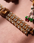 ROOP- Gold-Plated Gemstone Choker Set with Matching Earrings