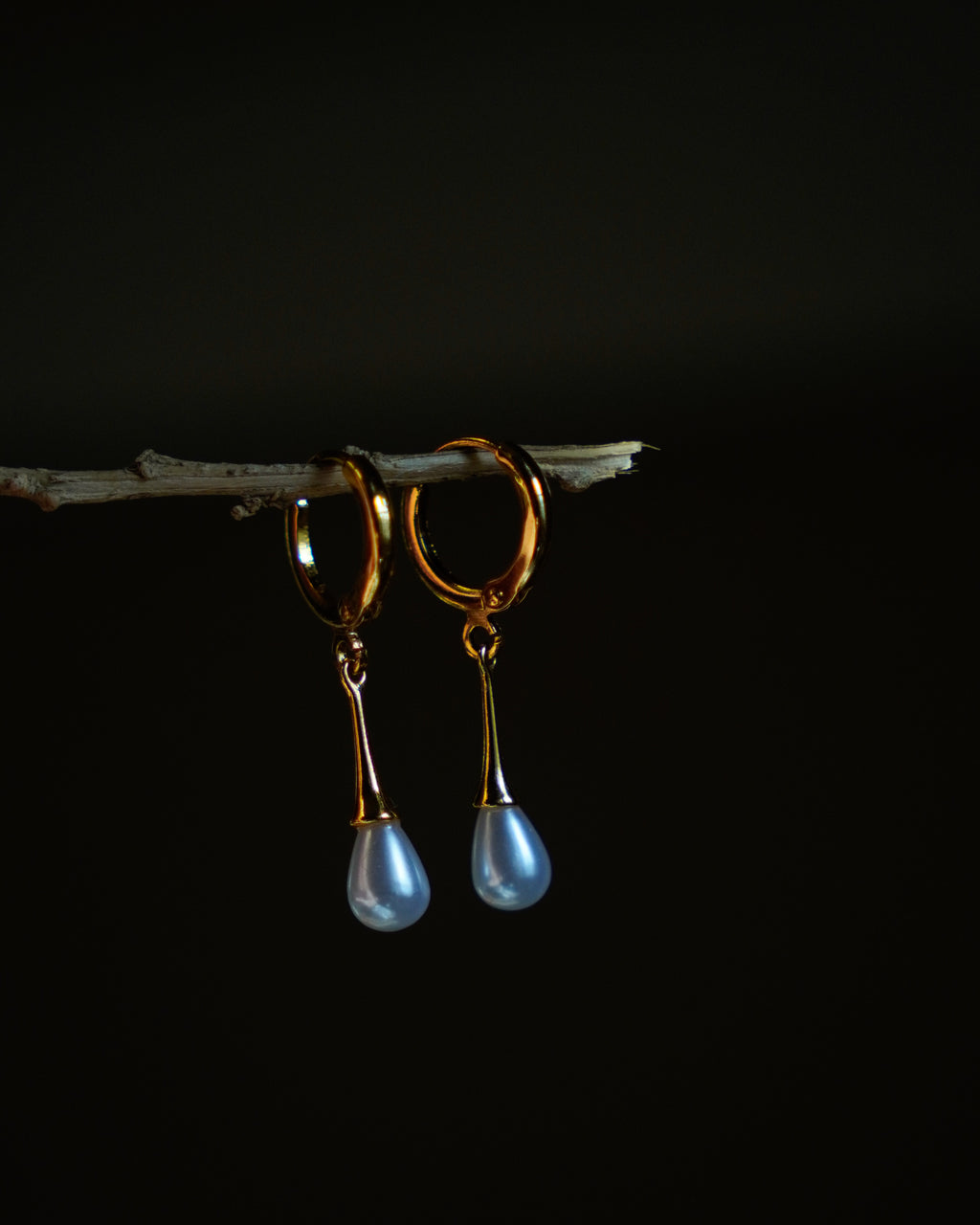 FLORA-Gold Pearl Drop Earrings for Women | Elegant Dangle Earrings | Minimal Hoop with Pearl