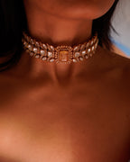 ROOP- Gold-Plated Gemstone Choker Set with Matching Earrings