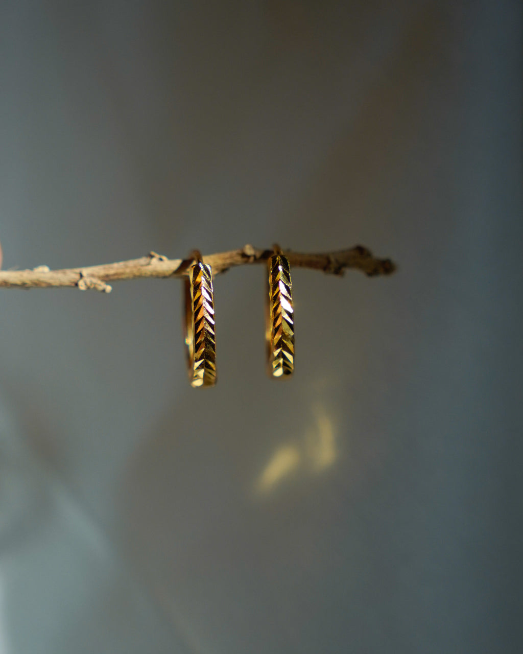 FLORA-Diamond Cut Gold Hoop Earrings for Women | Textured Lightweight Everyday Hoops