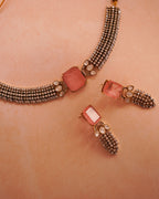 ZIKHIN- Pink & Diamond Choker Necklace Set