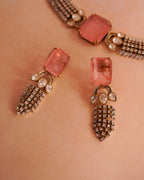 ZIKHIN- Pink & Diamond Choker Necklace Set