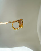 FLORA-Diamond Cut Gold Hoop Earrings for Women | Textured Lightweight Everyday Hoops