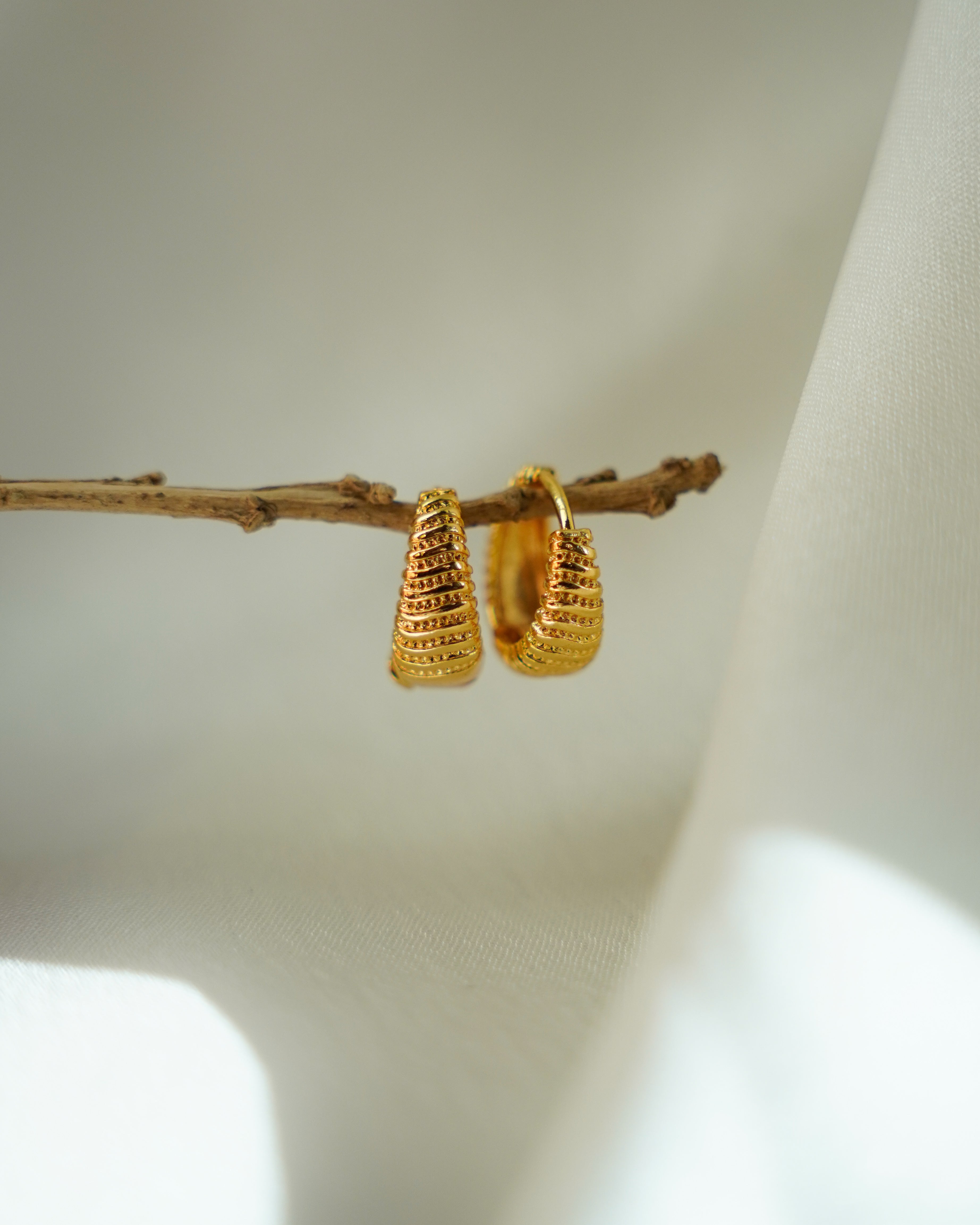 FLORA- Textured Gold Hoop Earrings for Women | Chunky Designer Hoops | Everyday Wear