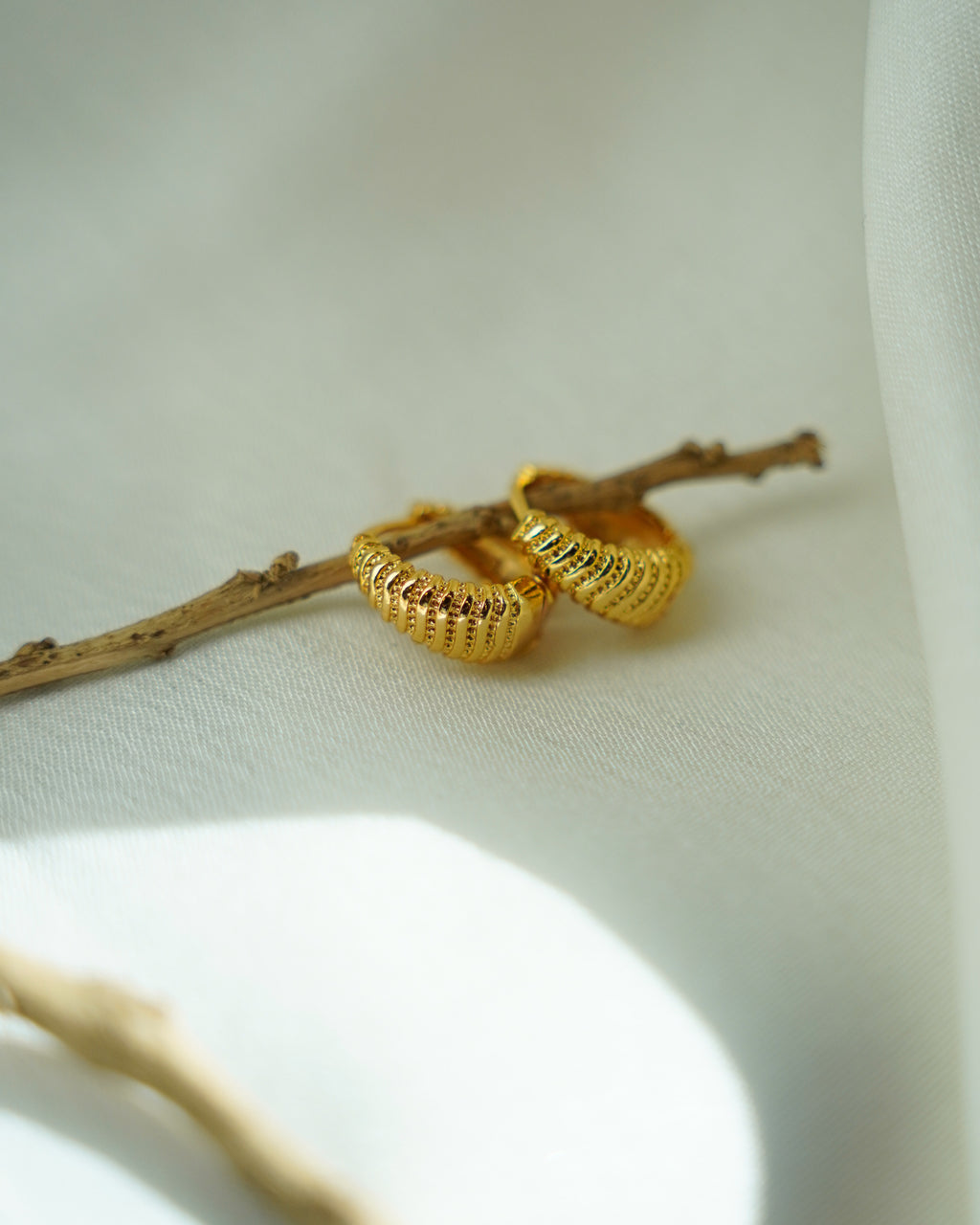 FLORA- Textured Gold Hoop Earrings for Women | Chunky Designer Hoops | Everyday Wear