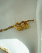 FLORA- Textured Gold Hoop Earrings for Women | Chunky Designer Hoops | Everyday Wear