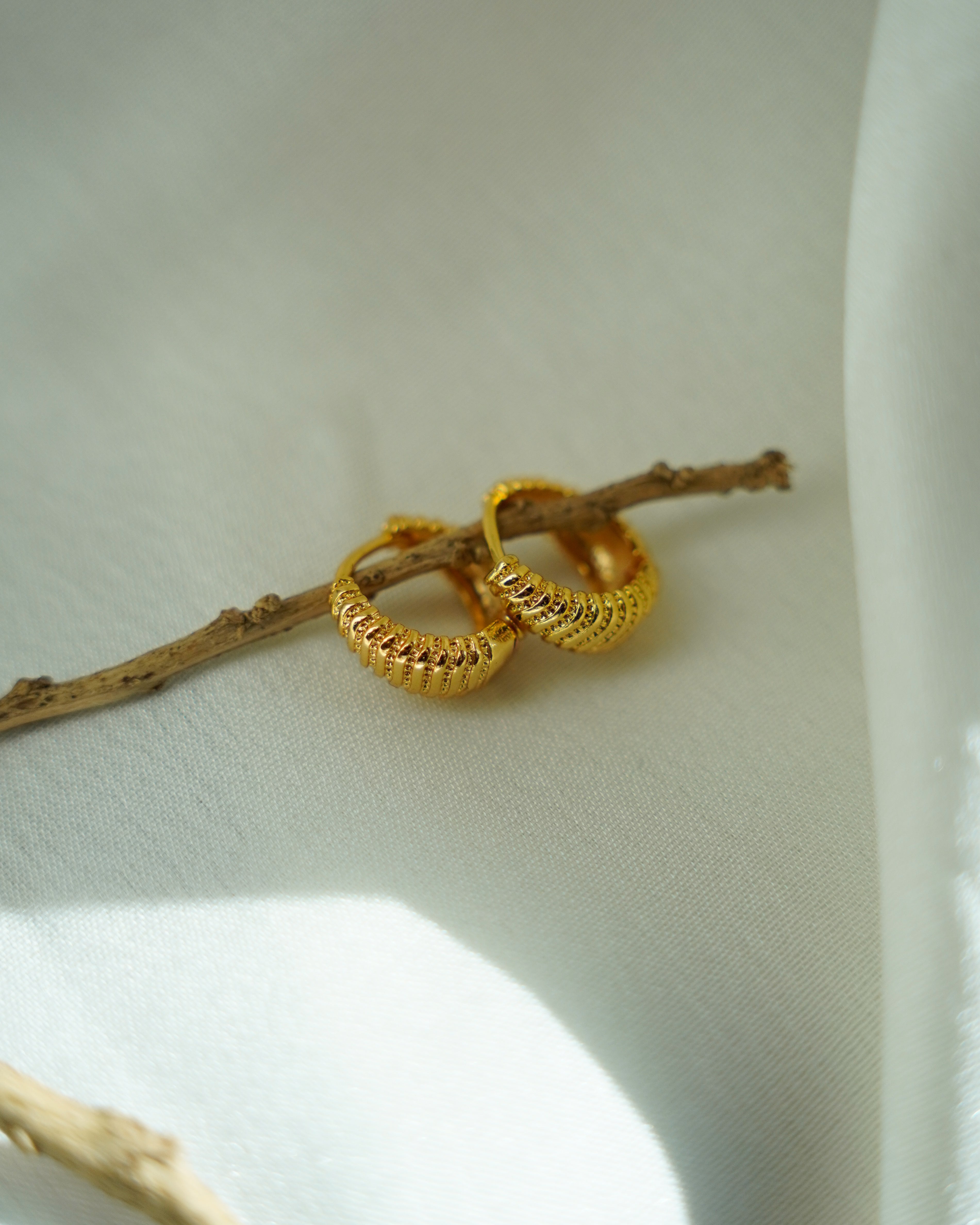 FLORA- Textured Gold Hoop Earrings for Women | Chunky Designer Hoops | Everyday Wear