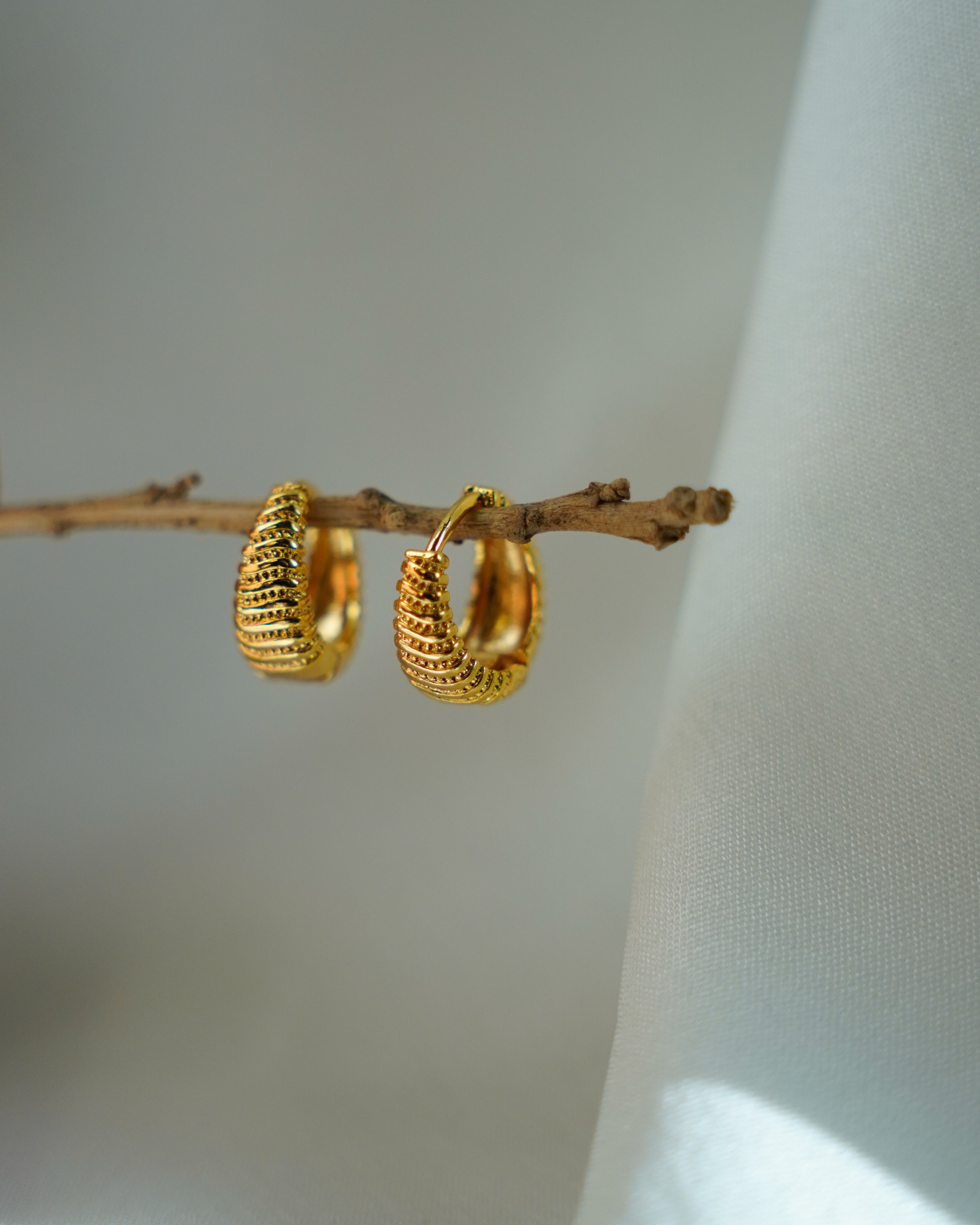 FLORA- Textured Gold Hoop Earrings for Women | Chunky Designer Hoops | Everyday Wear