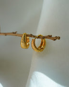 FLORA- Textured Gold Hoop Earrings for Women | Chunky Designer Hoops | Everyday Wear