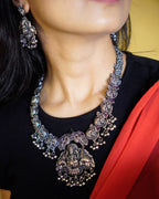 Anassa-Multi stone Goddess Laxmi Temple Necklace Set