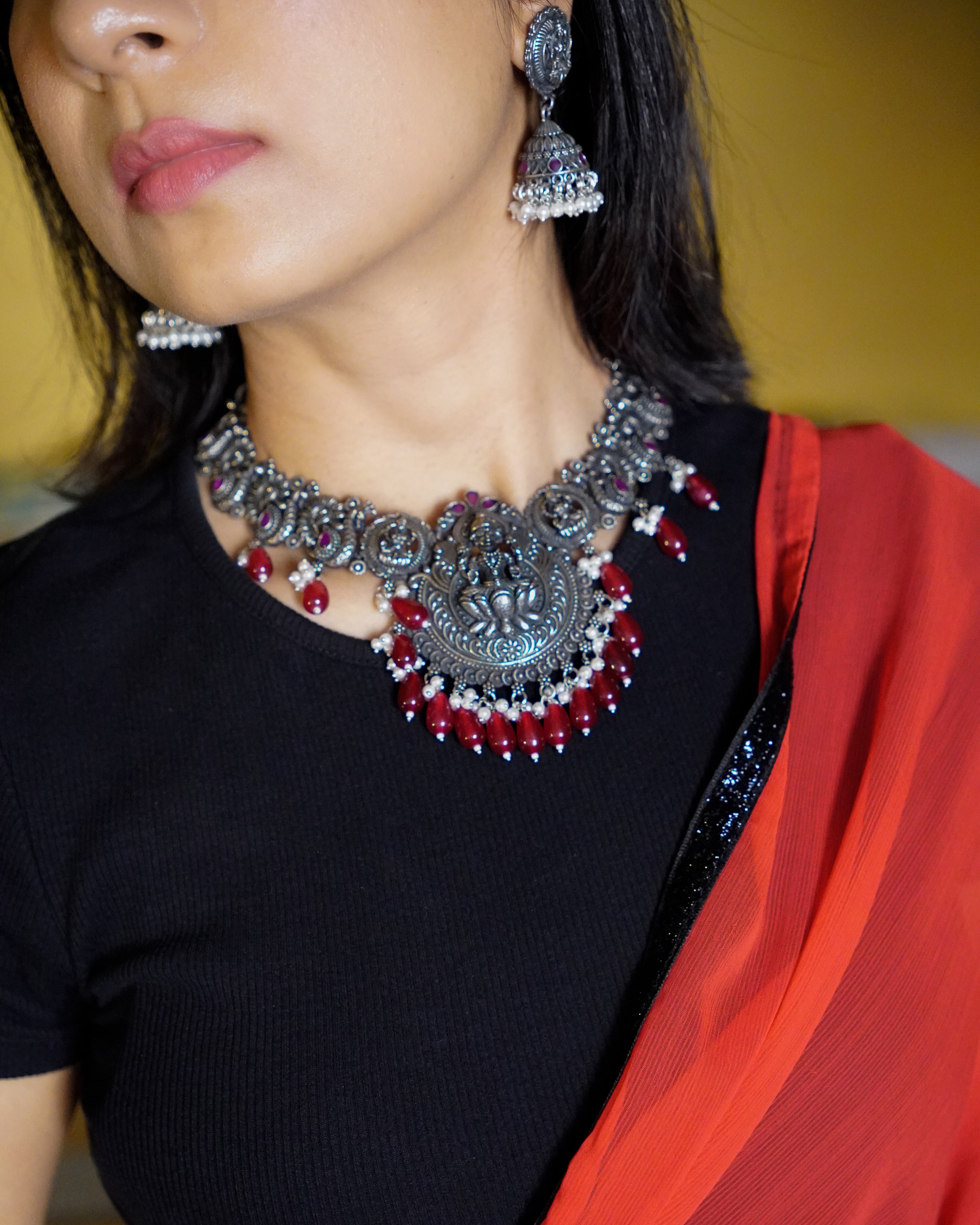 Anassa- Divine Laxmi's Pearl Temple Necklace Set