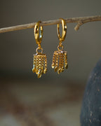 FLORA- Gold Hoop Earrings with Textured Dangle Charms | Minimal Statement Earrings