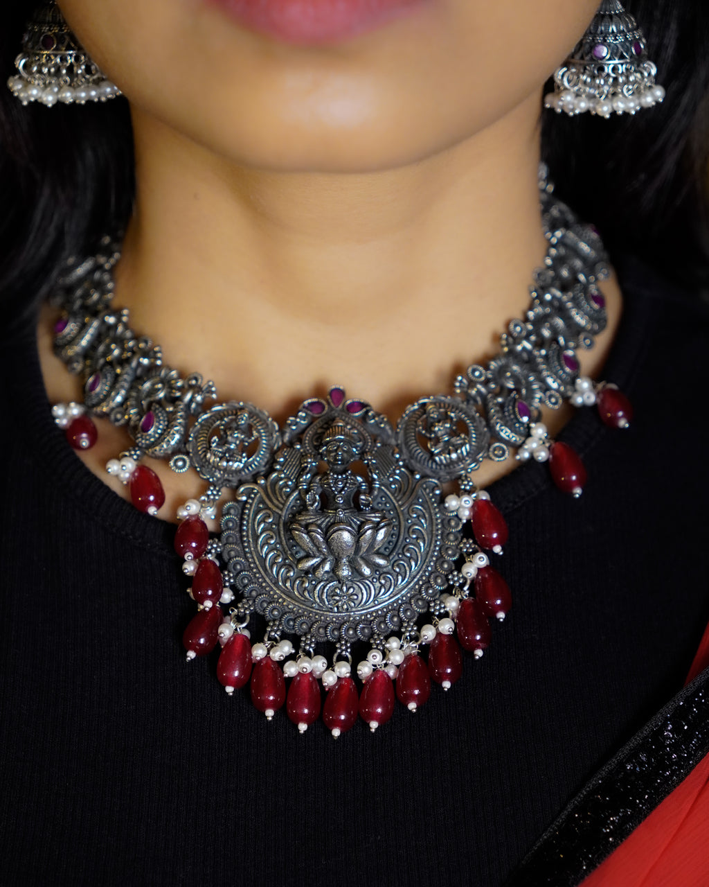 Anassa- Divine Laxmi's Pearl Temple Necklace Set
