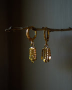 FLORA- Gold Hoop Earrings with Textured Dangle Charms | Minimal Statement Earrings