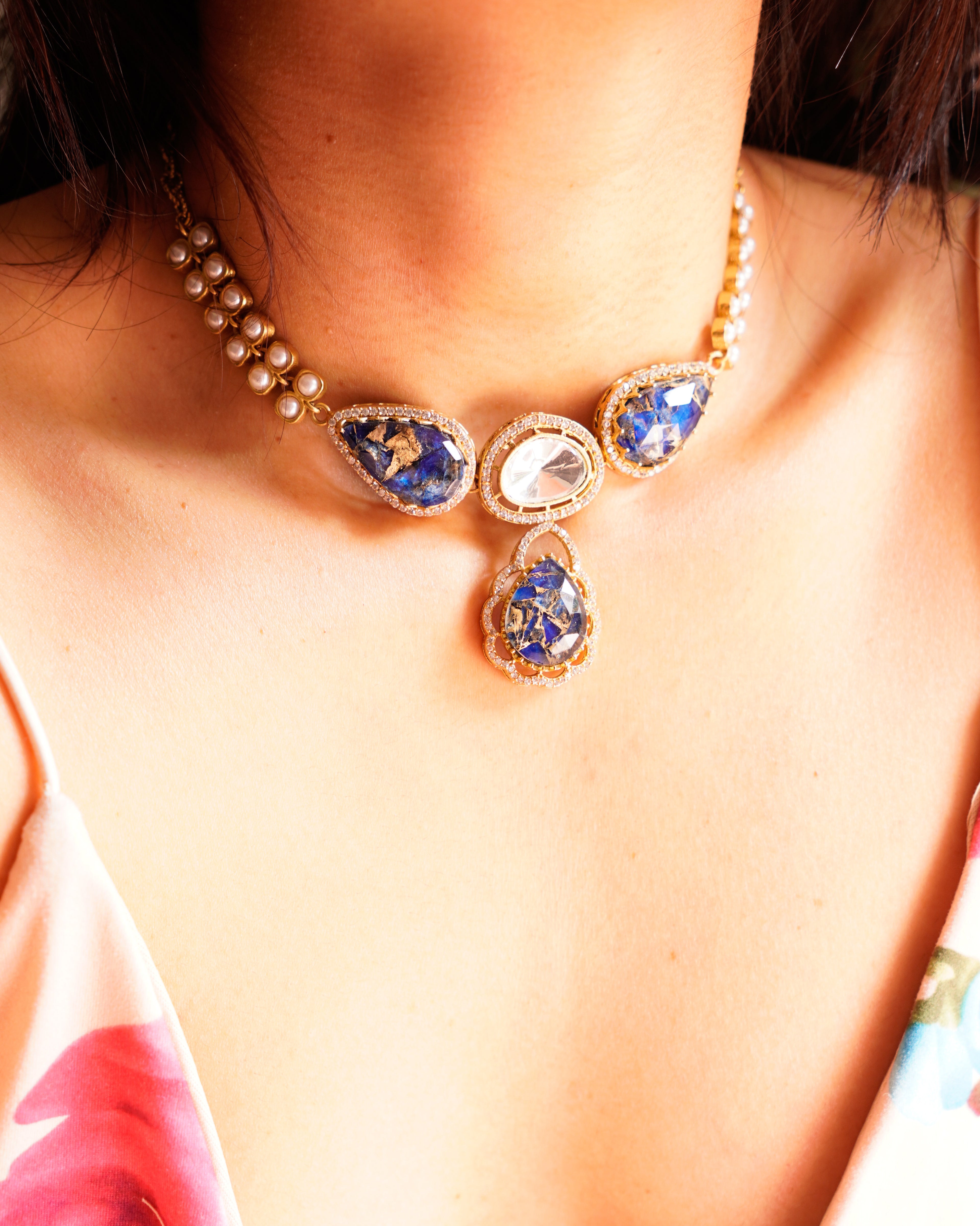 ZIKHIN-Elegant Pearl Necklace & Earring Set in four dazzling colours