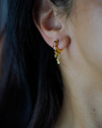 FLORA- Gold Dangle Hoop Earrings with Zircon Drops | Multi-Wear Hoop & Ear Cuff Style