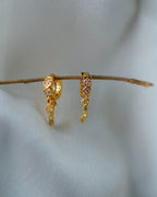 FLORA- Gold Dangle Hoop Earrings with Zircon Drops | Multi-Wear Hoop & Ear Cuff Style