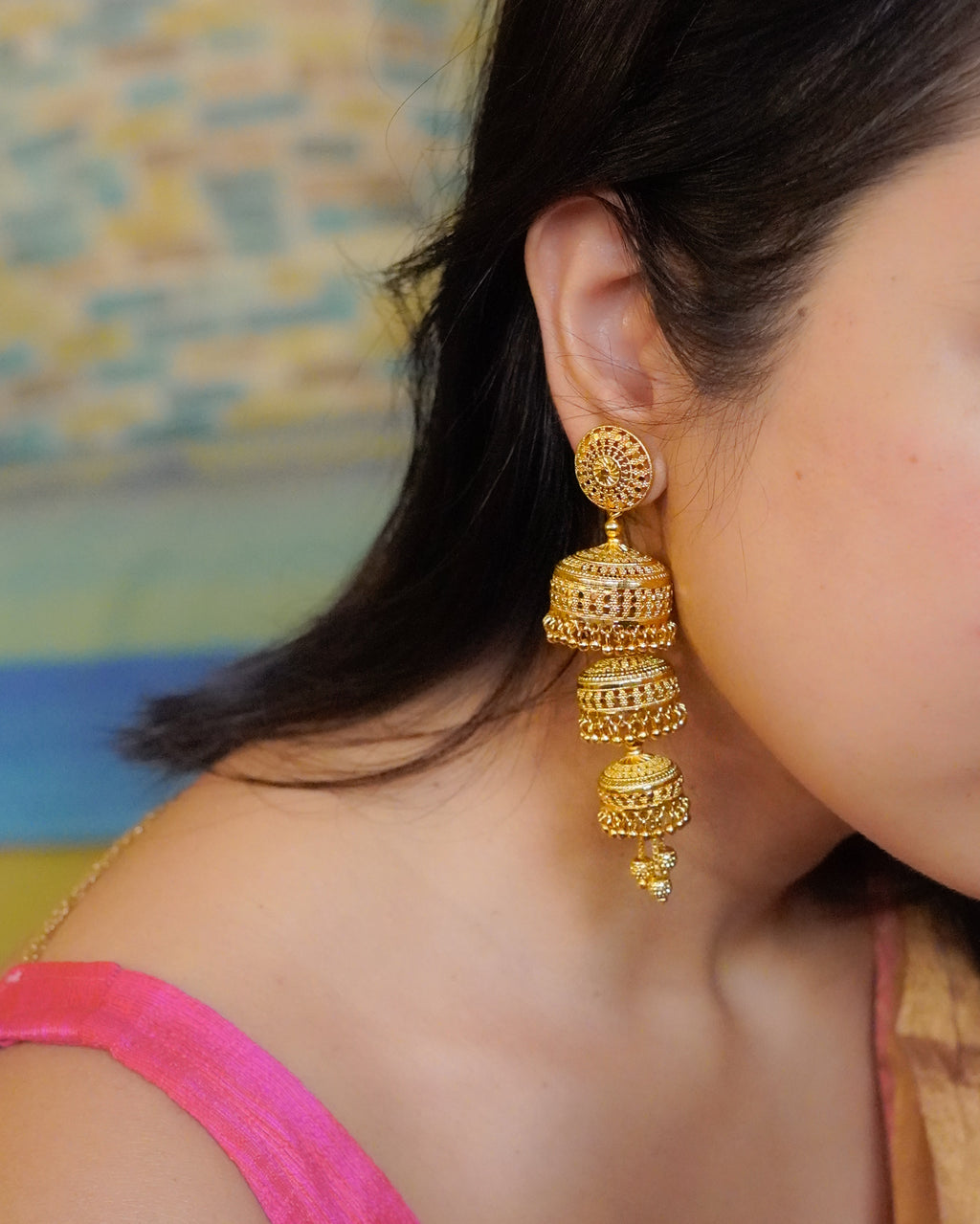 ORO-Goddess Jhumka Earrings