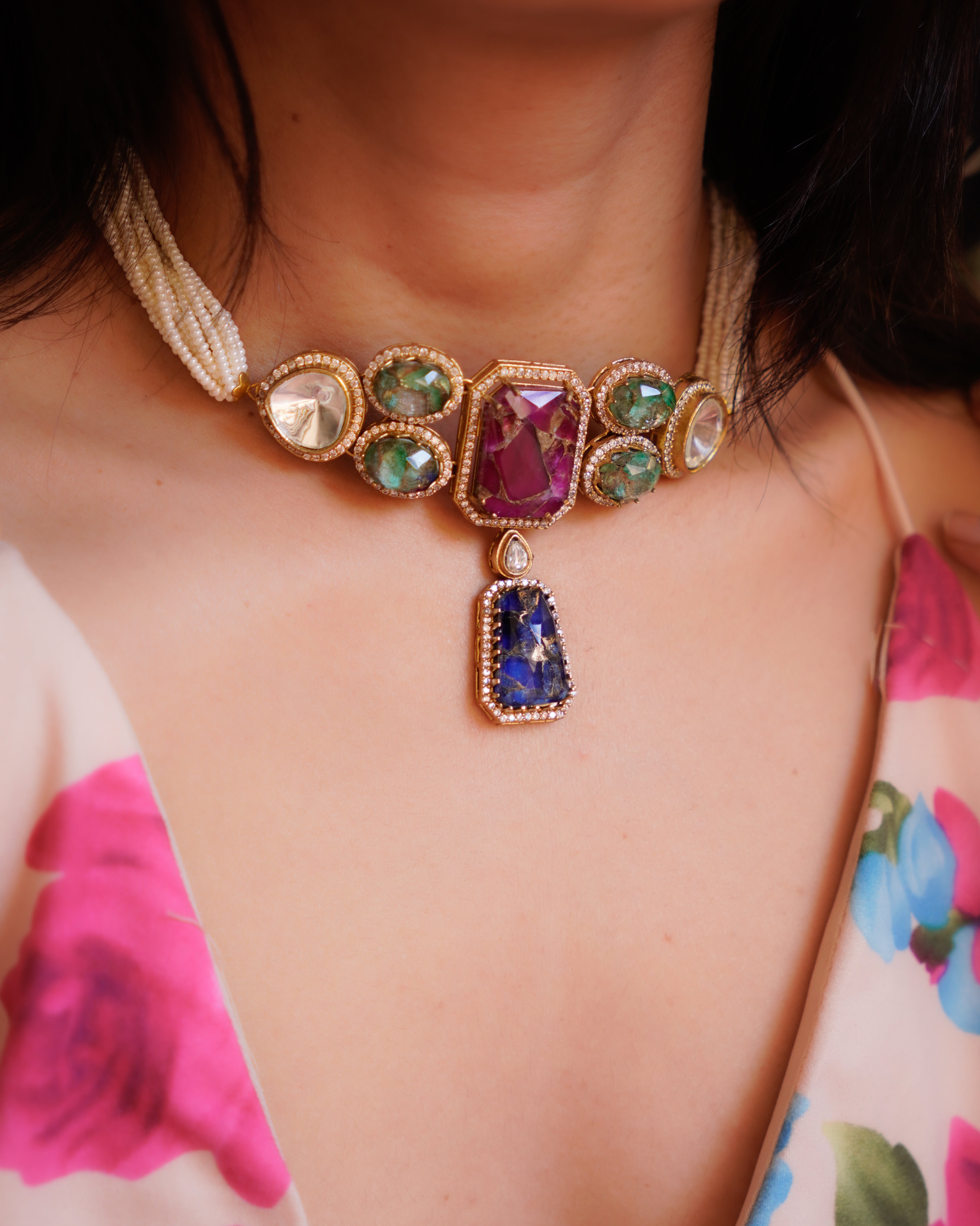 ZIKHIN- Royalty Necklace Choker Set
