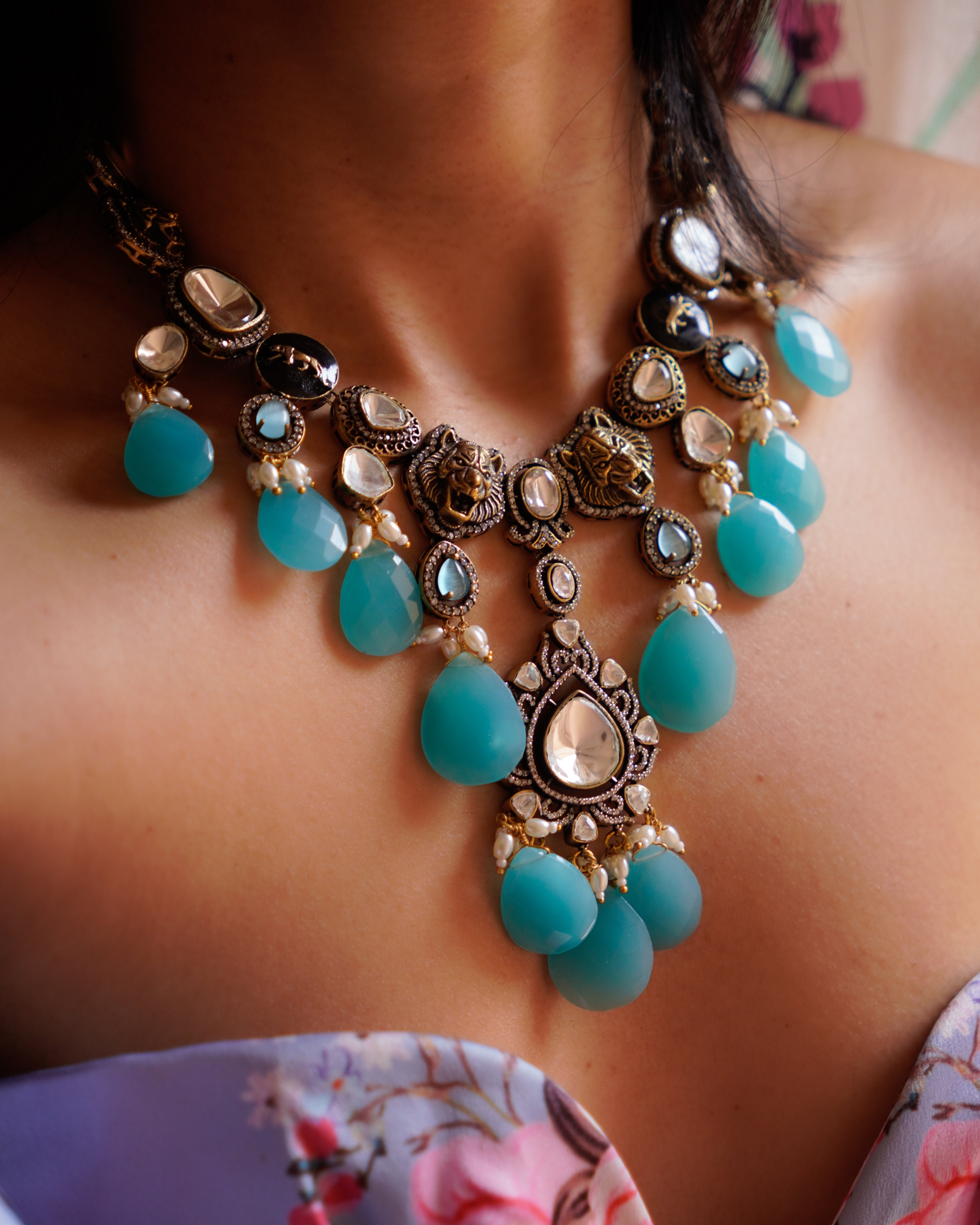ZIKHIN- Royal Queen Kundan Necklace Set