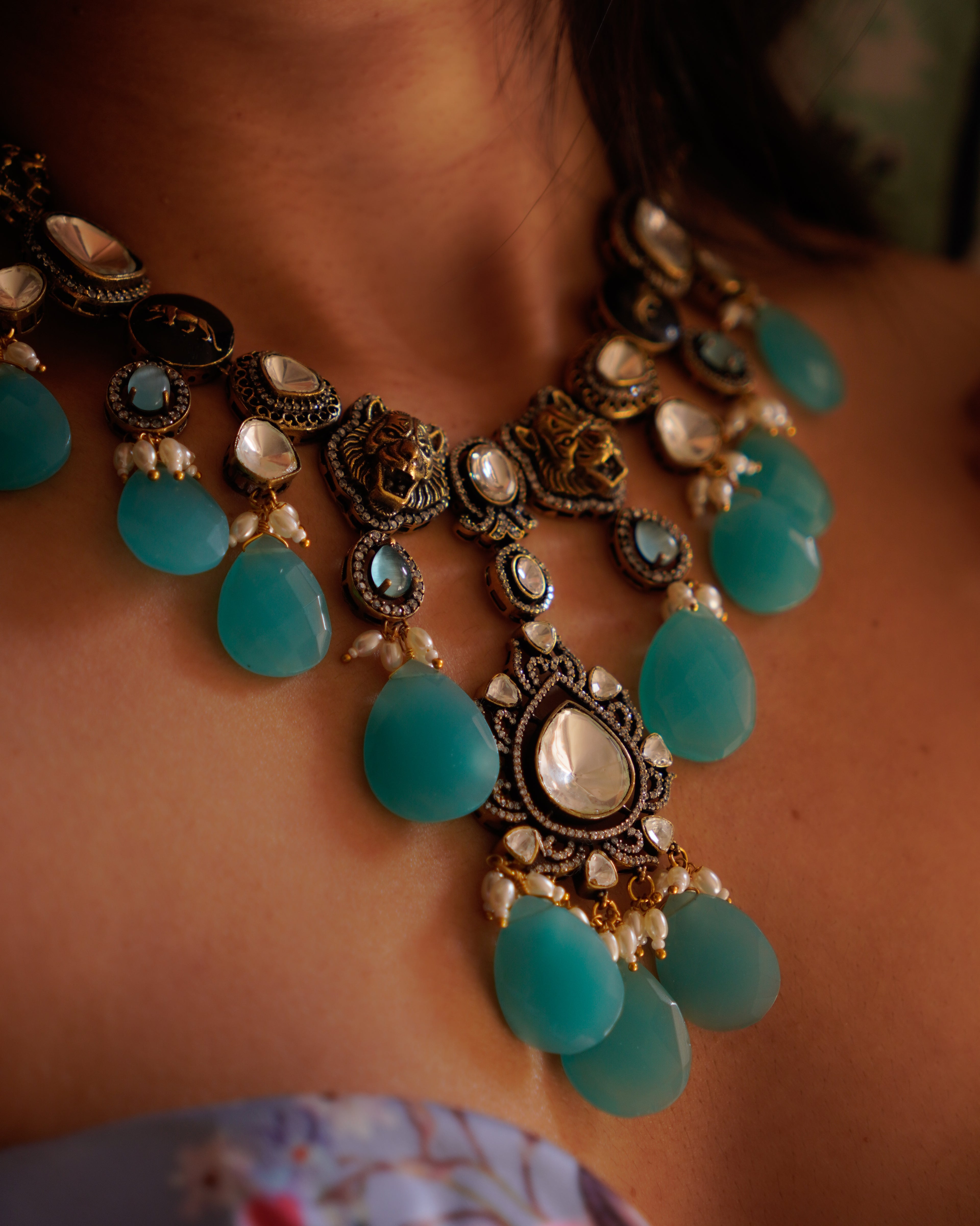 ZIKHIN- Royal Queen Kundan Necklace Set