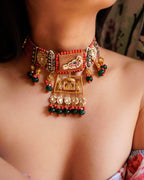 ZIKHIN- Beautiful Palki Stonework Kundan Choker Set