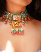 ZIKHIN- Beautiful Palki Stonework Kundan Choker Set