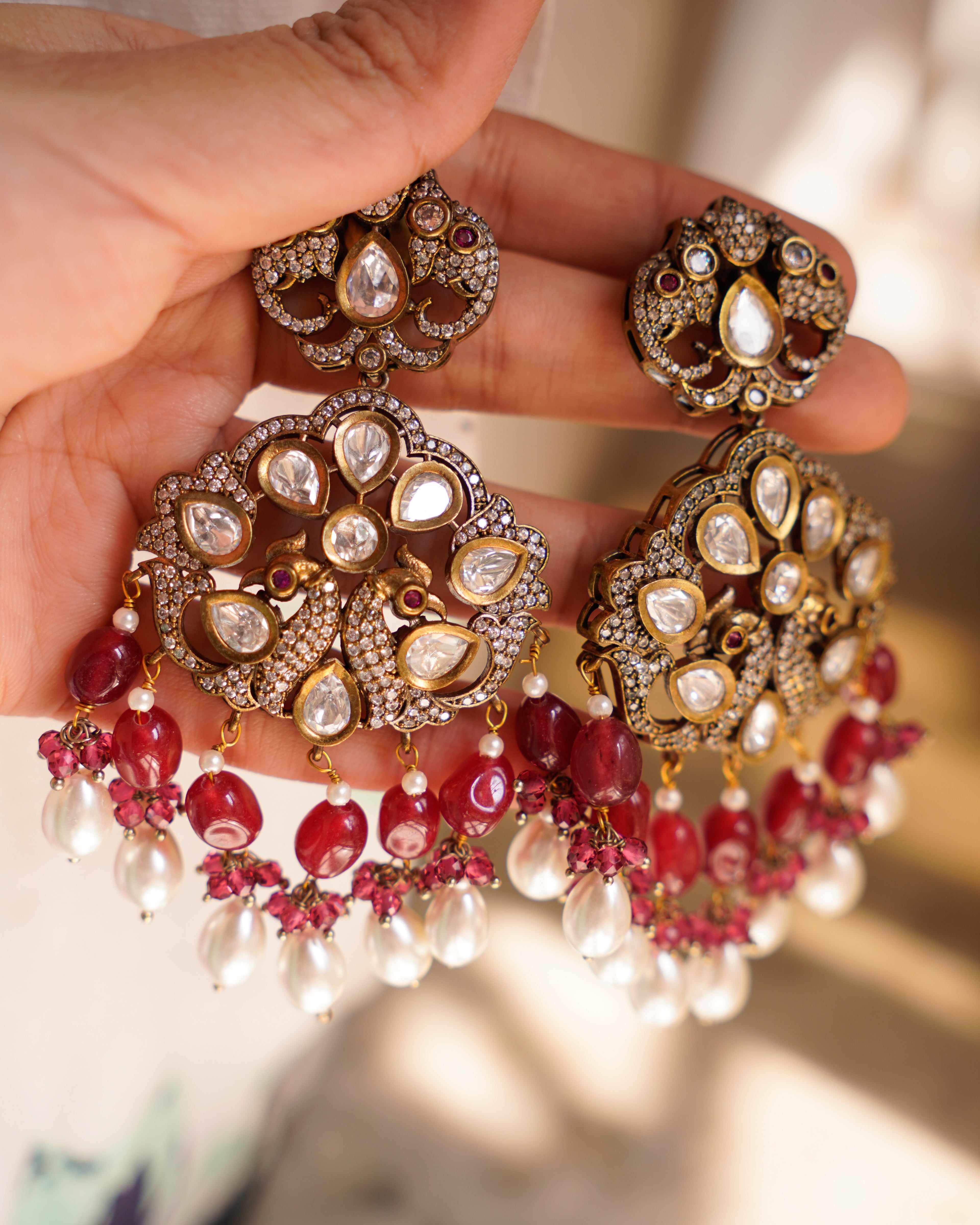 ZIKHIN - Divine Victorian Kundan Pendant Necklace set with Quartz Stones