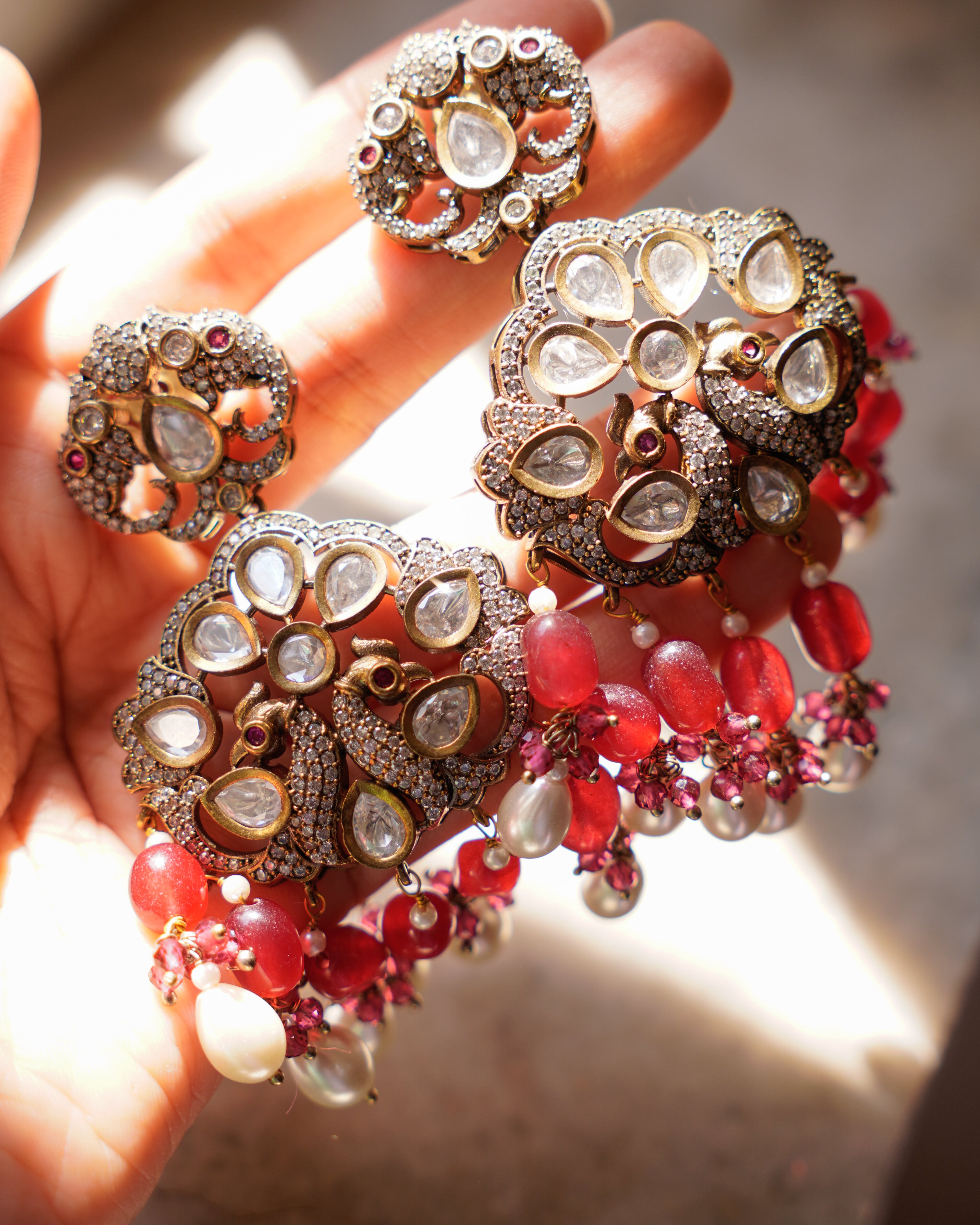ZIKHIN - Divine Victorian Kundan Pendant Necklace set with Quartz Stones