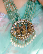 ZIKHIN - Divine Victorian Kundan Pendant Necklace set with Quartz Stones