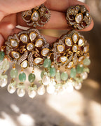 ZIKHIN - Divine Victorian Kundan Pendant Necklace set with Quartz Stones