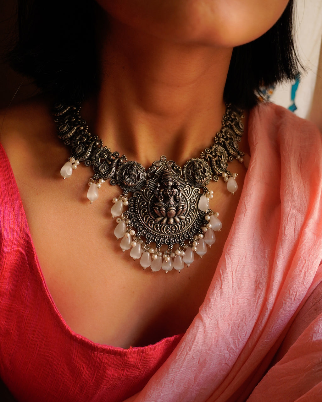 Anassa- Divine Laxmi's Pearl Temple Necklace Set